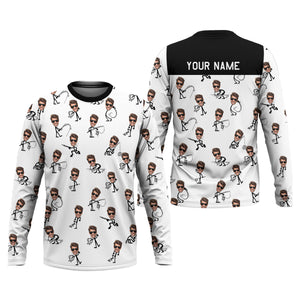 Funny Stick Figure Fishing Pose Custom Face SPF Shirt For Men, Funny Fishing Shirt, Fishing Shirts For Men