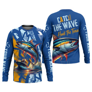 Catch The Wave Hook The Tuna SPF Shirts, Fishing Shirts For Men, Fisherman Gift
