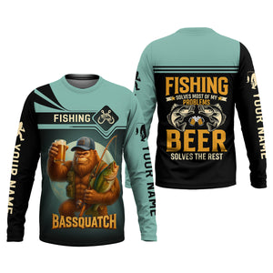 Fishing Solves Most Of My Problems Beer Solves The Rest SPF Shirt, Funny Fishing Shirt, Fishing Shirts For Men