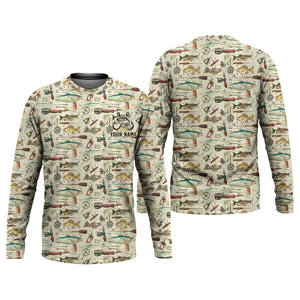 Fishing Gear Items SPF Long Sleeve Shirts, Custom Fishing Shirt, Men Long Sleeve Shirt