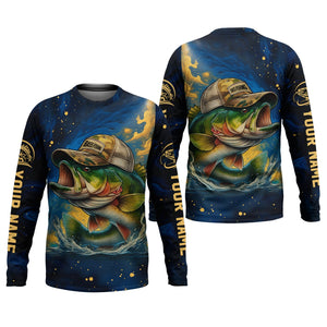 Bass Fishing Shirt, Camo Long Sleeve Shirt, SPF Shirt For Men, Gift For Fisherman