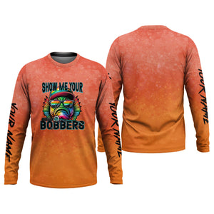 Show Me Your Bobbers Shirt, Orange Neon Men Fishing Shirt, Funny Fishing Shirt, SPF Shirt