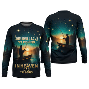 Fishing In Heaven Custom Memorial Shirt, SPF Shirt For Men, Presents For Fishermen, Bass Fishing