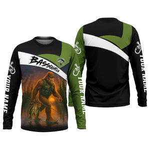 Bassquatch Bigfoot Fishing Shirt, SPF Shirt For Men, Fishing Jersey, Presents For Fishermen