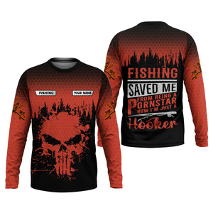 Fishing Saved Me From Being A Pornstar Red Fishing Shirt, Funny Fishing Shirt, SPF Shirt For Men, Gift For Fisherman