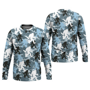 Bigfoot Blue Camo Fishing SPF Shirts, Bassquatch Fishing Shirts, Fishing Shirts For Men, Funny Fisherman Gift