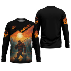 Bassquatch Bigfoot Fishing SPF Long Sleeve Shirts, Fishing Shirts For Men, Funny Fishing Shirt, Fisherman Gift