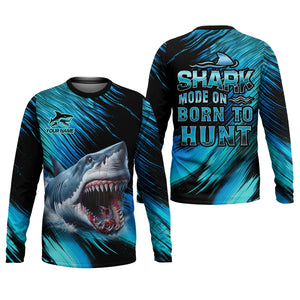 Shark Fishing UPF Shirts, Shark Mode On Born To Hunt, Funny Fishing Shirt, Gift For Fisherman