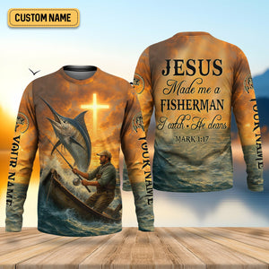 I Catch He Cleans, Bible Verse T-Shirt, Funny Fishing Shirt, SPF Shirt For Men, Gift For Fisherman