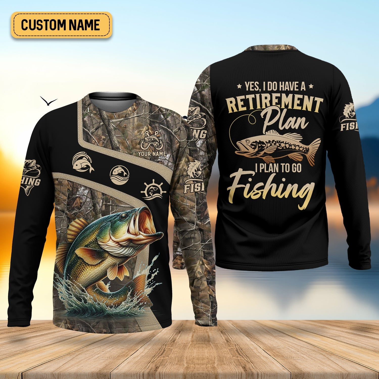 I Have A Retirement Plan Fishing UV Shirts, Tree Camouflage, Fishing Jersey, Gift For Fisherman