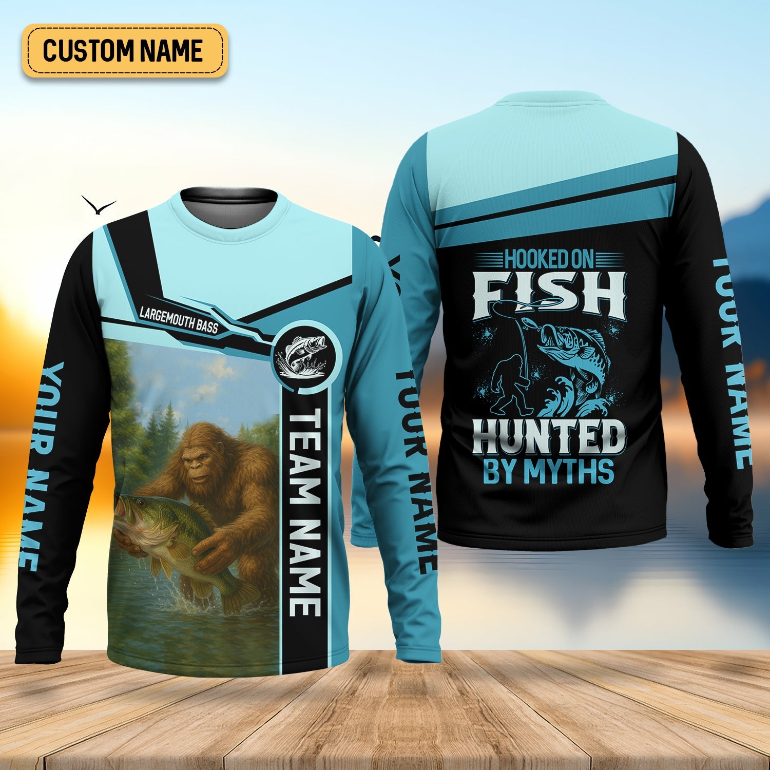 Hooked On Fish, Largemouth Bass Fishing, Funny Fishing Shirt, UV Protection Clothing, Mens Casual Shirts