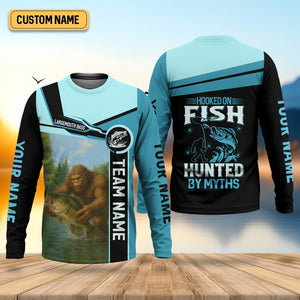 Hooked On Fish, Largemouth Bass Fishing, Funny Fishing Shirt, UV Protection Clothing, Mens Casual Shirts