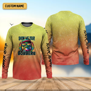 Show Me Your Bobbers Shirt, Orange Yellow Men Fishing Shirt, Funny Fishing Shirt, SPF Shirt