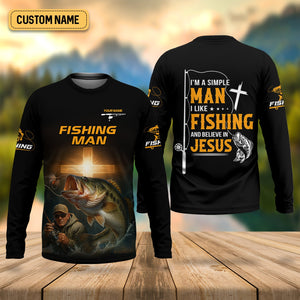 I Like Fishing And Believe In Jesus Shirts, SPF Long Sleeve Shirts, Fishing Shirts For Men, Fisherman Gift