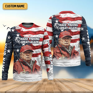 Make Fishing Great Again Patriotic Fishing Shirt, American Flag Fishing Shirt, Fishing Shirts For Men
