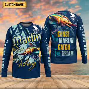 Marlin Fishing, Chase The Marlin - Catch The Dream SPF Shirts, Fishing Shirts For Men, Fisherman Gift