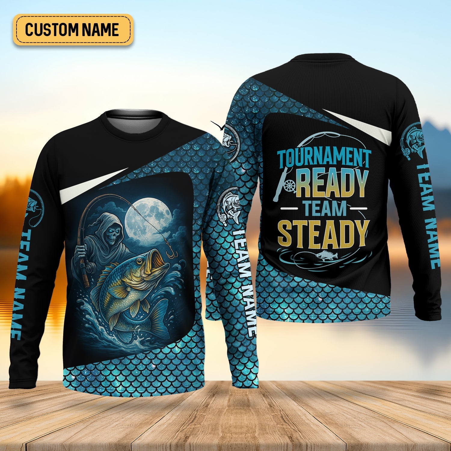 Tournament Ready, Team Steady, Fish Button Up Shirt, UV Protection Shirt, Presents For Fishermen