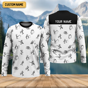 Funny Stick Figure Fishing Pose SPF Shirt For Men, Funny Fishing Shirt, Fishing Shirts For Men