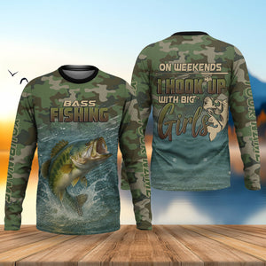 On Weekends I Hook Up With Big Girls Camo Bass Fishing Shirt, Funny Fishing Shirt, Fishing Shirts For Men