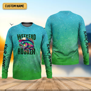 Weekend Hooker Green Fishing Shirt, SPF Shirt For Men, Long Sleeve Sun Shirt, Gift For Fisherman