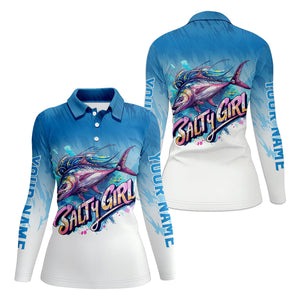 Fisherwomen, Salty Girl Fishing UPF Shirts, Women Fishing Shirt, Long Sleeve Fishing Shirts