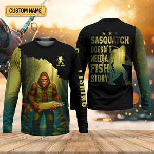 Sasquatch Doesn't Need A Fish Story Funny Fishing Shirt SPF Shirt For Men, Funny Fishing Shirt, Fishing Shirts For Men