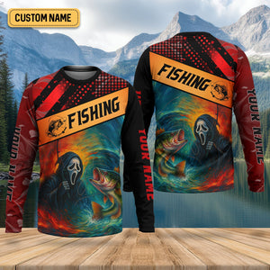 Ghost Face Fish Mens Sun Protection Shirts, Fishing Jersey, Fisherman Gift, Fishing Shirts For Men