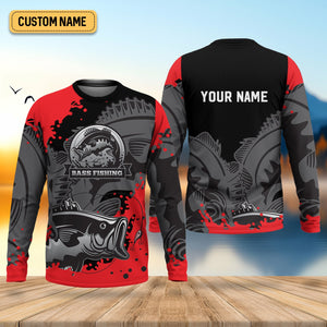 Black Red Bass Fishing Tournament Fishing Shirts, SPF Shirt For Men, Gift For Fisherman