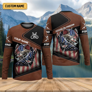 Fishing American Flag UPF Fishing Shirt, Patriotic Fishing Shirt, Men's Fishing Shirts, Gift For Fisherman