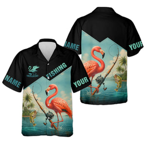 Flamingo Fishing, Hooded UPF Shirt, Funny Fishing Shirt, Men Jersey, Presents For Fishermen