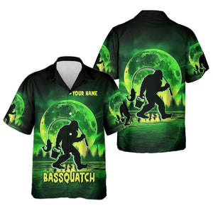 Bassquatch Green Neon Bigfoot Fishing Shirt, Women SPF Shirt, Women Fishing Shirt, Bass Fishing