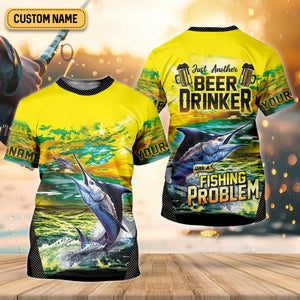 Just Another Beer Drinker With A Fishing Problem Men's Fishing Shirt, UPF Fishing Shirt, Fishing Gifts For Men