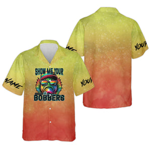 Show Me Your Bobbers Shirt, Orange Yellow Men Fishing Shirt, Funny Fishing Shirt, SPF Shirt
