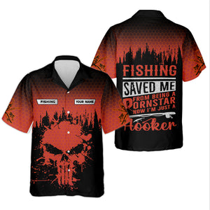 Fishing Saved Me From Being A Pornstar Red Fishing Shirt, Funny Fishing Shirt, SPF Shirt For Men, Gift For Fisherman