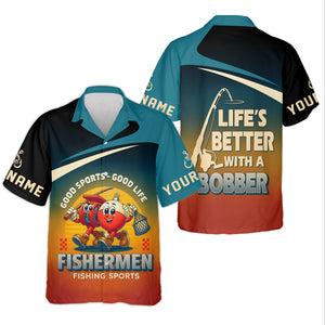 Life's Better With A Bobber Fishing UPF Shirts, Men's Fishing Shirts Long Sleeve, Presents For Fishermen
