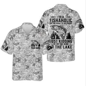 I'm A Fishaholic On The Road To Recovery Fishing UPF Shirts, Funny Fishing Shirt, Fishing Shirts For Men