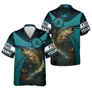 Teal Green Color Tournament Fishing Shirts, SPF Long Sleeve Shirts, Fishing Shirts For Men