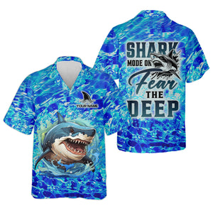Shark Fishing UPF Shirts, Shark Mode On Fear The Deep, Women Fishing Shirt, SPF Long Sleeve Shirts Womens
