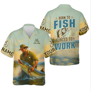 Born To Fish Forced To Work SPF Shirt For Men, Funny Fishing Shirt, Gift For Fisherman