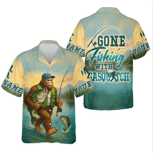 Gone Fishing With Sasquatch, Fishing Shirts, SPF Long Sleeve Shirts, Fishing Shirts For Men