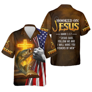 Hooked On Jesus Mark 1:17 Fishing UPF Shirts, Jesus Fishing Shirt, Fishing Shirt For Men