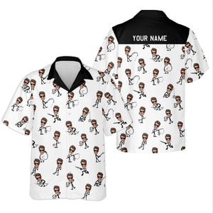 Funny Stick Figure Fishing Pose Custom Face Women SPF Shirt, Funny Fishing Shirt, Women Fishing Shirt