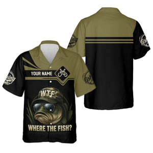 WTF Where The Fish Camo Bass Fishing Shirt, Funny Fishing Shirt, SPF Shirt For Men, Men's Fishing Shirt
