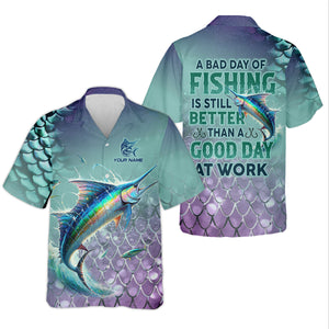 A Bad Day Of Fishing Is Still Better Than A Good Day At Work SPF Shirt, Funny Fishing Shirt, Women Fishing Shirt
