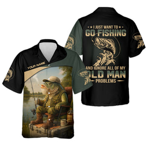 I Just Want To Go Fishing And Ignore Old Man Problem SPF Shirts, Fishing Shirts For Men, Fisherman Gift