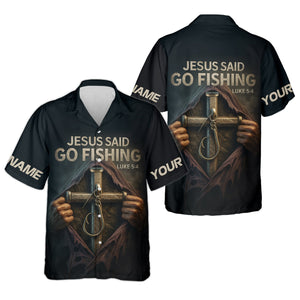 Jesus Said Go Fishing SPF Long Sleeve Shirts, Jesus Fishing Shirt, Fishing Shirts For Men, Fisherman Gift