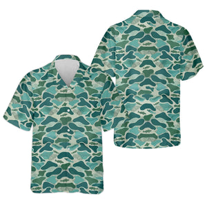 Green Camo Performance Fishing Shirts, SPF Shirt For Men, Hooded Fishing Shirt, Fishing Shirts For Men