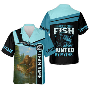 Hooked On Fish, Largemouth Bass Fishing, Funny Fishing Shirt, UV Protection Clothing, Mens Casual Shirts