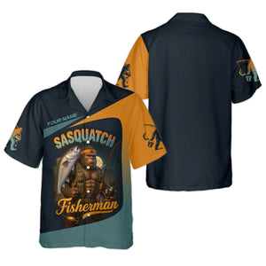 Sasquatch Fishing Shirt With Hood, Long Sleeve Sun Shirt, Fishing Shirts For Men