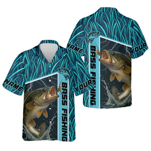 Teal Blue Tournament Fishing Shirts, SPF Long Sleeve Shirts, Fishing Shirts For Men